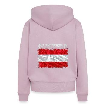 Autriche - Sweat à capuche zippé Premium bio Femme - rose poudré - Dos - Julia (174cm)