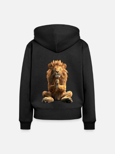 Löwe - Frauen Premium Bio Zip Hoodie - Schwarz