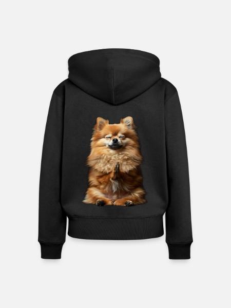 Zwergspitz - Frauen Premium Bio Zip Hoodie - Schwarz