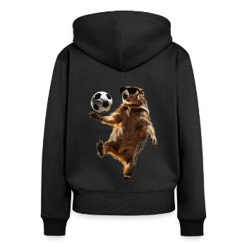 Murmeltier - Frauen Premium Bio Zip Hoodie - Schwarz - Hinten - Julia (174cm)