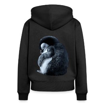Pinguin - Frauen Premium Bio Zip Hoodie - Schwarz - Hinten - Julia (174cm)