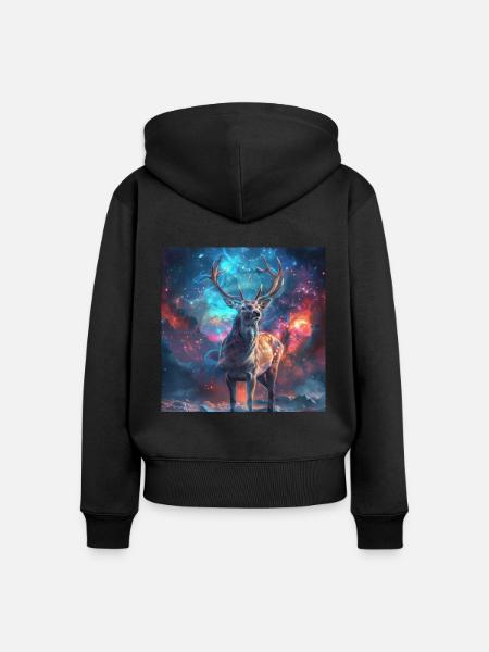 Reh - Frauen Premium Bio Zip Hoodie - Schwarz