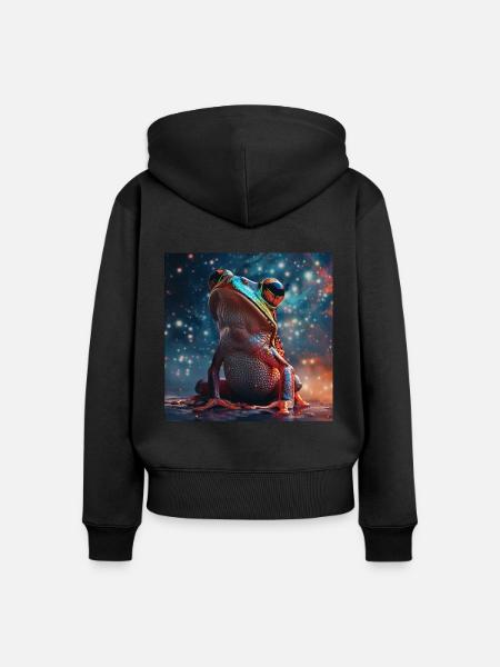 Frosch - Frauen Premium Bio Zip Hoodie - Schwarz