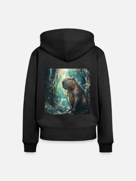 Wasserschwein - Frauen Premium Bio Zip Hoodie - Schwarz
