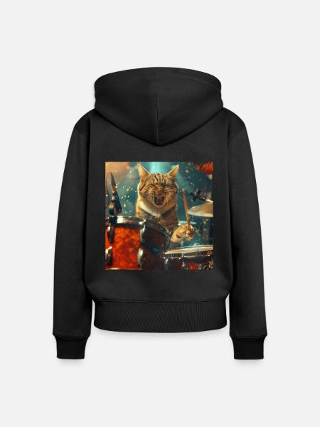 Katze - Frauen Premium Bio Zip Hoodie - Schwarz