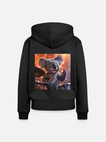 Koala - Frauen Premium Bio Zip Hoodie - Schwarz