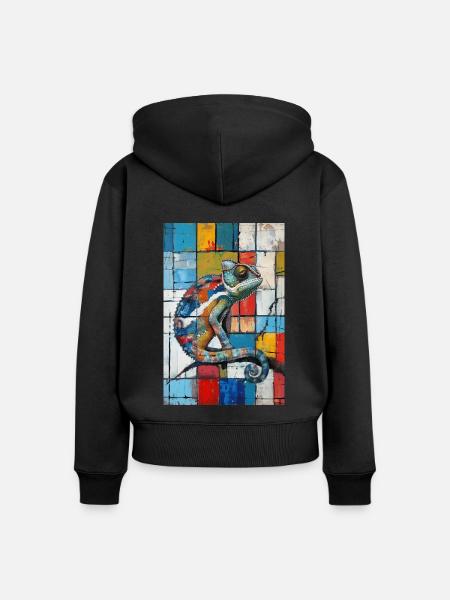 Chamäleon - Frauen Premium Bio Zip Hoodie - Schwarz