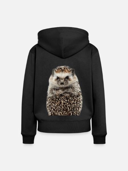 Igel - Frauen Premium Bio Zip Hoodie - Schwarz