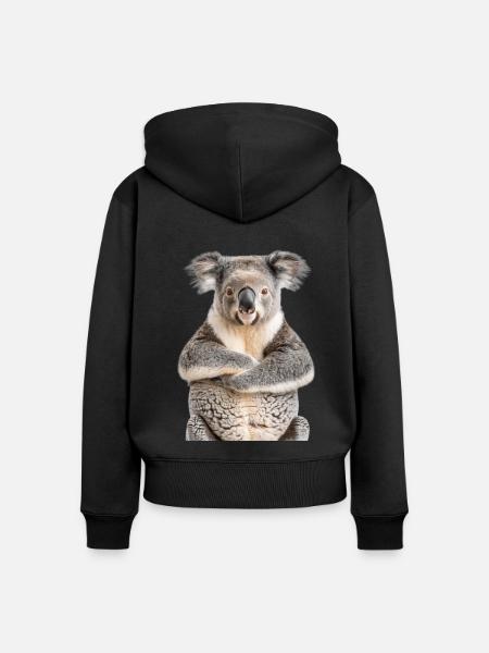 Koala - Frauen Premium Bio Zip Hoodie - Schwarz