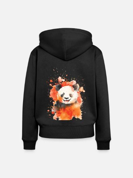 Panda - Frauen Premium Bio Zip Hoodie - Schwarz