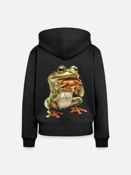 Frosch - Frauen Premium Bio Zip Hoodie - Schwarz
