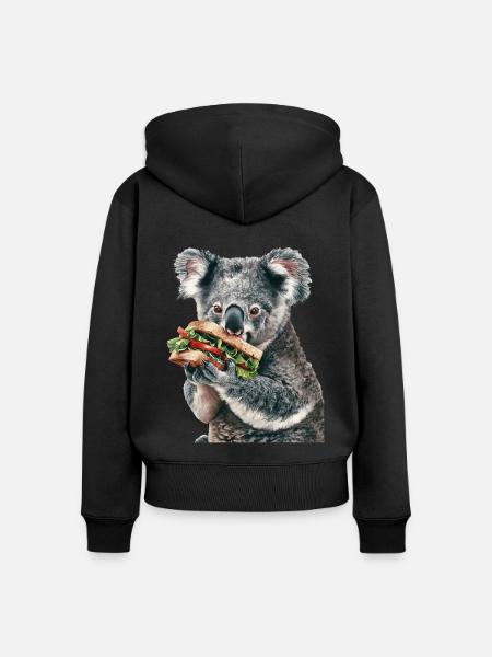 Koala - Frauen Premium Bio Zip Hoodie - Schwarz