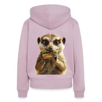 Suricate - Sweat à capuche zippé Premium bio Femme - rose poudré - Dos - Julia (174cm)