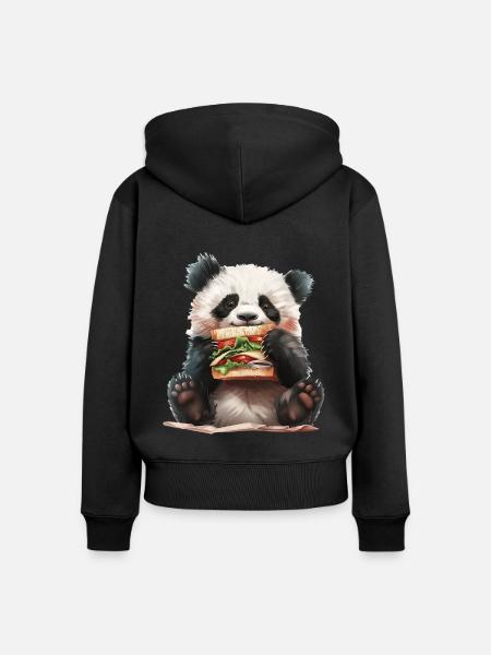 Panda - Frauen Premium Bio Zip Hoodie - Schwarz