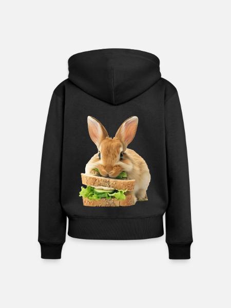 Kaninchen - Frauen Premium Bio Zip Hoodie - Schwarz