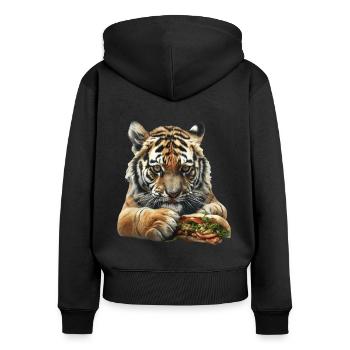 Tigre - Sweat à capuche zippé Premium bio Femme - noir - Dos - Julia (174cm)
