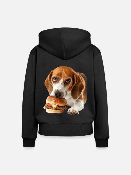 Beagle - Frauen Premium Bio Zip Hoodie - Schwarz