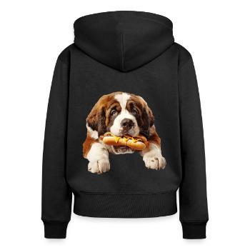 Saint-bernard - Sweat à capuche zippé Premium bio Femme - noir - Dos - Julia (174cm)