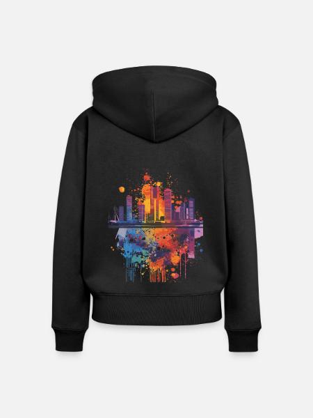 Rotterdam - Frauen Premium Bio Zip Hoodie - Schwarz