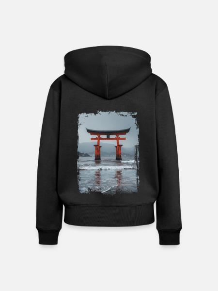 Japan - Frauen Premium Bio Zip Hoodie - Schwarz