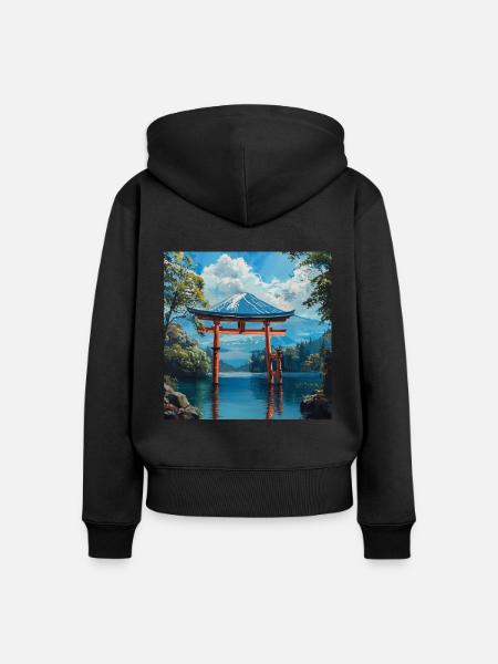 Japan - Frauen Premium Bio Zip Hoodie - Schwarz
