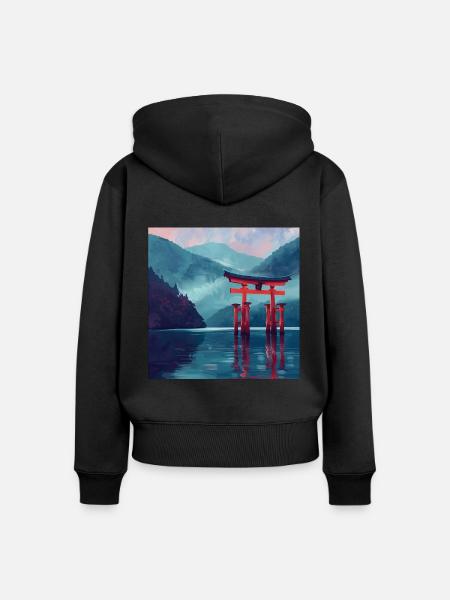 Japan - Frauen Premium Bio Zip Hoodie - Schwarz