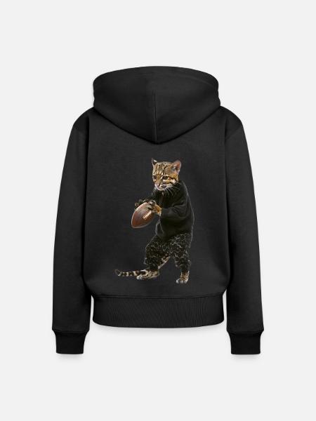 Ozelot Fußball - Frauen Premium Bio Zip Hoodie - Schwarz