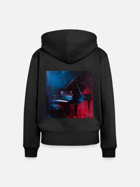 Klavier - Frauen Premium Bio Zip Hoodie - Schwarz