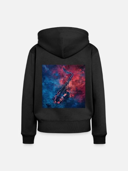 Saxophon - Frauen Premium Bio Zip Hoodie - Schwarz