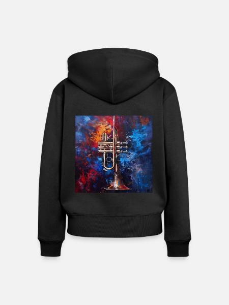 Trompete - Frauen Premium Bio Zip Hoodie - Schwarz