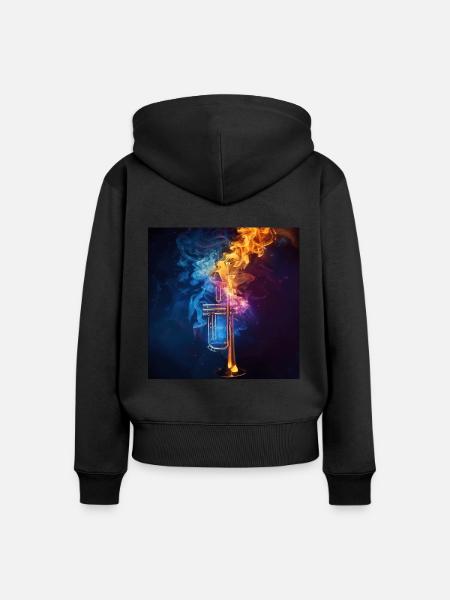 Trompete - Frauen Premium Bio Zip Hoodie - Schwarz