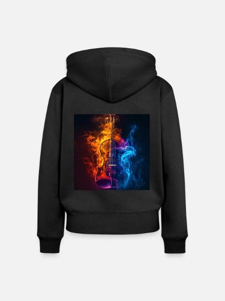 Violine - Frauen Premium Bio Zip Hoodie - Schwarz