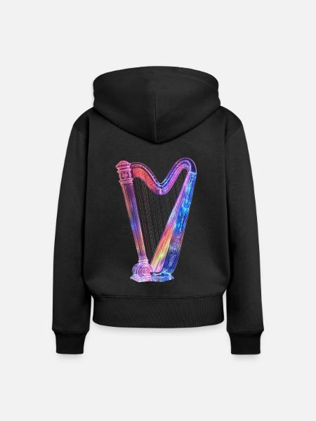 Harfe - Frauen Premium Bio Zip Hoodie - Schwarz