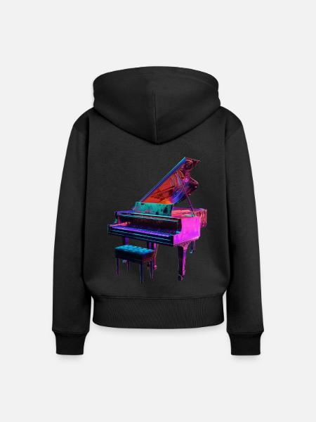Klavier - Frauen Premium Bio Zip Hoodie - Schwarz