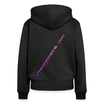 Flûte traversière - Sweat à capuche zippé Premium bio Femme - noir - Dos - Julia (174cm)