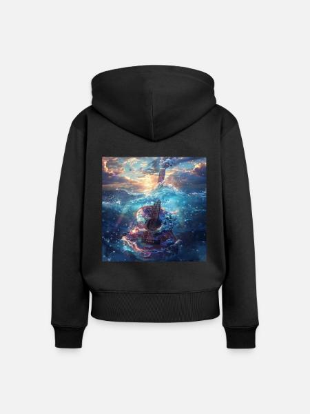 Gitarre - Frauen Premium Bio Zip Hoodie - Schwarz