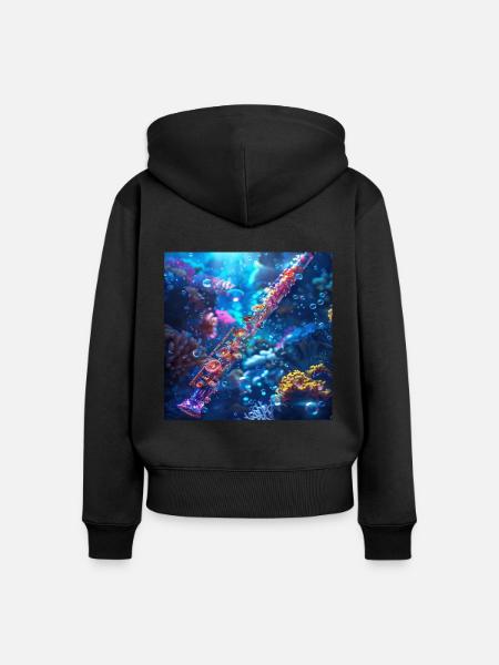 Querflöte - Frauen Premium Bio Zip Hoodie - Schwarz