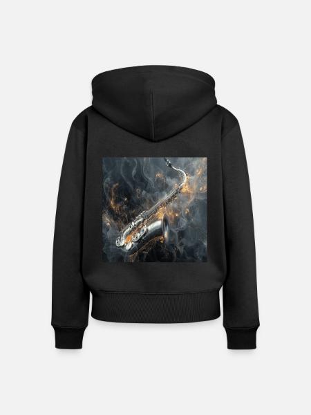 Saxophon - Frauen Premium Bio Zip Hoodie - Schwarz