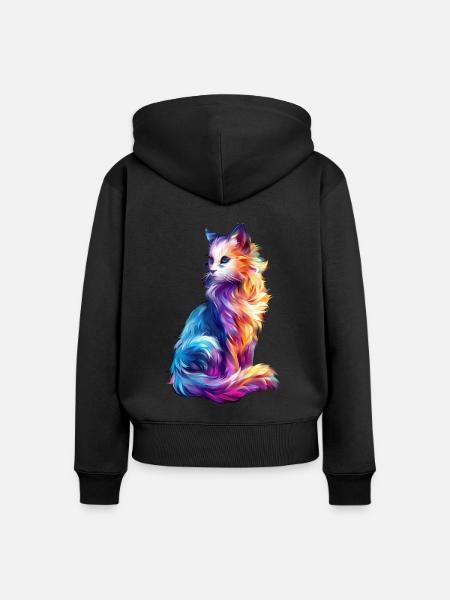 Katze - Frauen Premium Bio Zip Hoodie - Schwarz