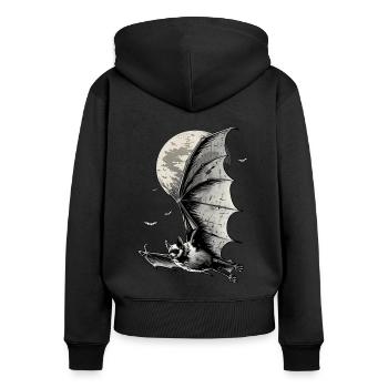 Schläger - Frauen Premium Bio Zip Hoodie - Schwarz - Hinten - Julia (174cm)