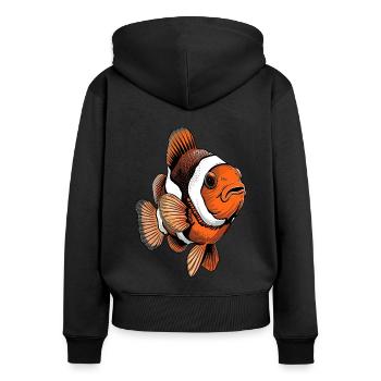 Clownfisch - Frauen Premium Bio Zip Hoodie - Schwarz - Hinten - Julia (174cm)