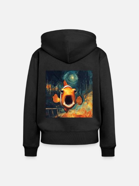 Clownfisch - Frauen Premium Bio Zip Hoodie - Schwarz