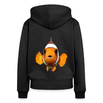 Clownfisch - Frauen Premium Bio Zip Hoodie - Schwarz - Hinten - Julia (174cm)