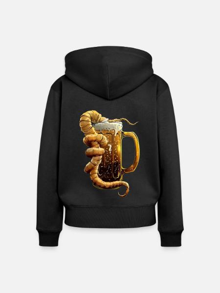 Wurm Bier - Frauen Premium Bio Zip Hoodie - Schwarz