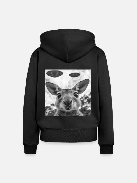 Wallaby - Frauen Premium Bio Zip Hoodie - Schwarz
