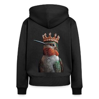 Kolibri - Frauen Premium Bio Zip Hoodie - Schwarz - Hinten - Julia (174cm)