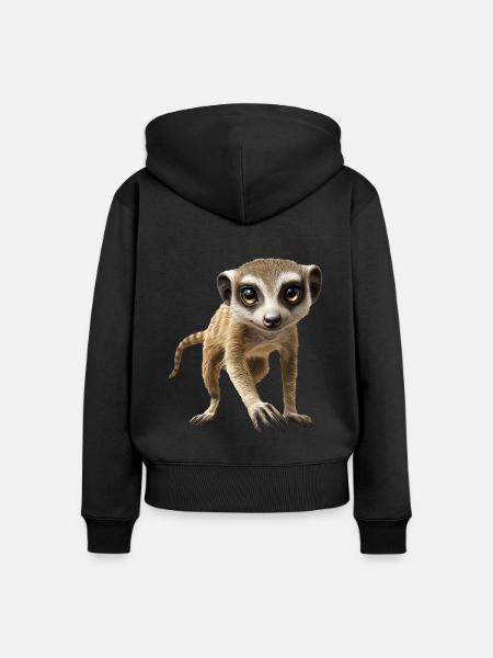 Erdmännchen - Frauen Premium Bio Zip Hoodie - Schwarz