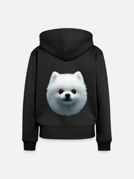 Zwergspitz - Frauen Premium Bio Zip Hoodie - Schwarz