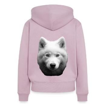Samojede - Frauen Premium Bio Zip Hoodie - Altrosa - Hinten - Julia (174cm)