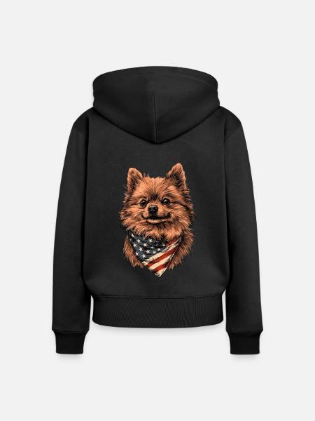 Zwergspitz - Frauen Premium Bio Zip Hoodie - Schwarz